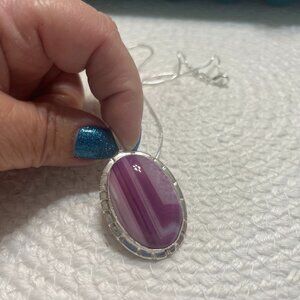 Beautiful PINK BOTSWANA AGATE Handmade Sterling 925 Pendant/Chain #300D